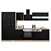 Respekta Küchenzeile KB310ESSCGKE (Breite: 310 cm, Mit Elektrogeräten, Schwarz)