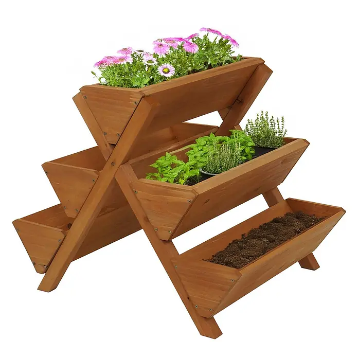 Proregal Kräuterhochbeet mit 5 Kästen - L x B x H: 70 x 56 x 56 cm, Material: Holz