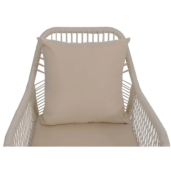 Mendler 2x Gartenstuhl HWC-O12 Rückenpolster - creme, Bezug creme -  - Hellbeiger geflochtener Outdoor-Stuhl mit passenden Kissen.