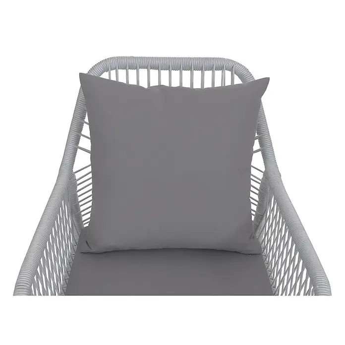 2er-Set Gartenstuhl | HxBxT 81x54x62cm | Outdoor Sitz-/Rückenpolster Aluminium Seilgeflecht Rope | Hellgrau | Bezug Hellgrau -  - Hellgrauer geflochtener Stuhl mit dunkelgrauen Kissen.