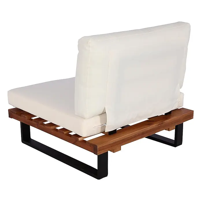 Proregal Garten-Loungesessel Polster Cremeweiß - 1 Stk., Akazienholz, Cremeweiß, B x T x H: 82 x 82 x 75 cm