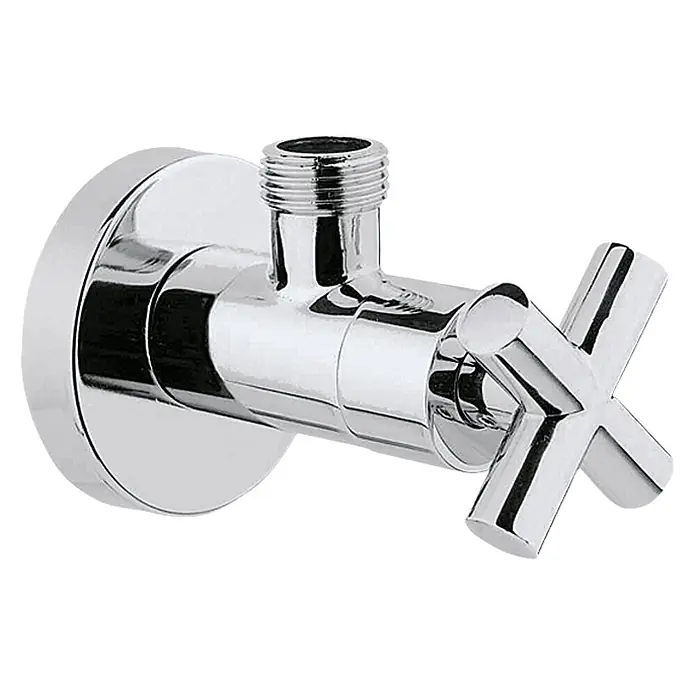 Bäderwelt Eckventil Delos - ½″, Durchmesser: 10 mm, Verchromt - Ein glänzendes Eckventil mit Kreuzgriff. Das glänzende Chrom-Finish und das moderne Design machen es zu einem Blickfang im Bad.