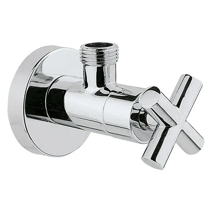 Bäderwelt Eckventil Delos - ½″, Durchmesser: 10 mm, Verchromt - Ein glänzendes Eckventil mit Kreuzgriff. Das glänzende Chrom-Finish und das moderne Design machen es zu einem Blickfang im Bad.