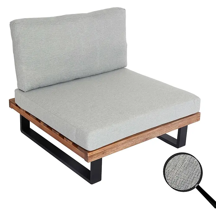 Proregal Garten-Loungesessel Polster Hellgrau - 1 Stk., Akazienholz, Hellgrau, B x T x H: 82 x 82 x 75 cm