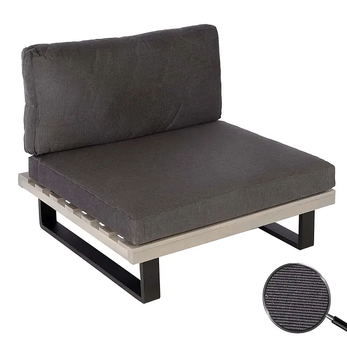 Proregal Garten-Loungesessel Polster Dunkelgrau - 1 Stk., Akazienholz, Dunkelgrau, B x T x H: 82 x 82 x 75 cm