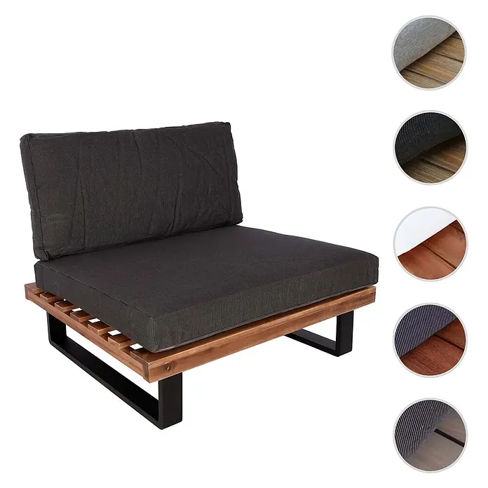 Proregal Garten-Loungesessel Polster Dunkelgrau - 1 Stk., Akazienholz, Dunkelgrau, B x T x H: 82 x 82 x 75 cm