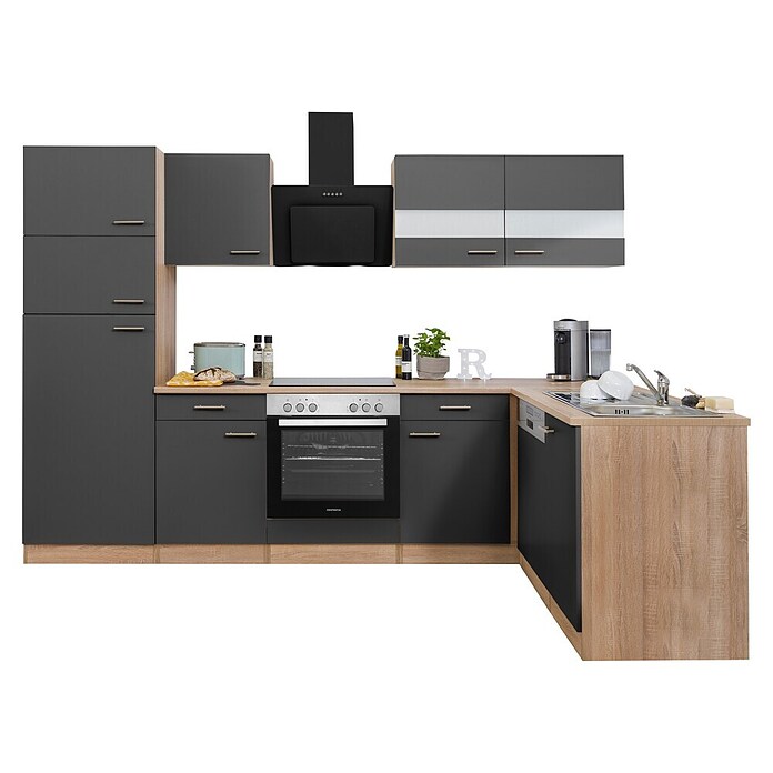Respekta Winkelküche KBL280ESGSC (172 x 280 cm, Grau)