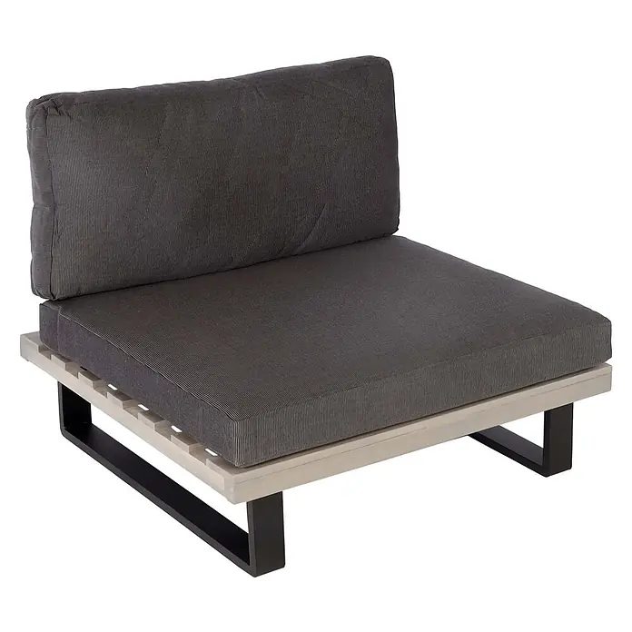 Proregal Garten-Loungesessel Polster Dunkelgrau - 1 Stk., Akazienholz, Dunkelgrau, B x T x H: 82 x 82 x 75 cm