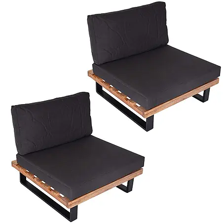 Proregal  Garten-Loungesessel 2er Set Polster Dunkelgrau