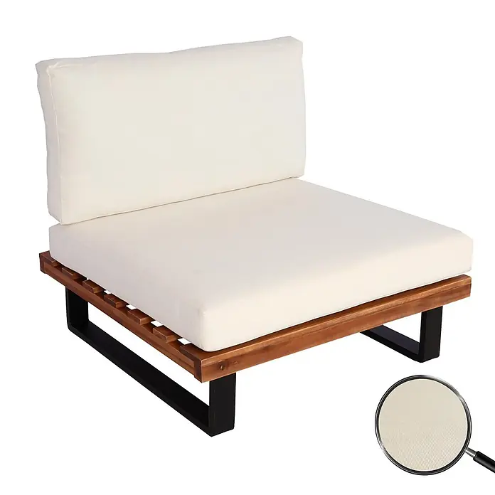 Proregal Garten-Loungesessel Polster Cremeweiß - 1 Stk., Akazienholz, Cremeweiß, B x T x H: 82 x 82 x 75 cm