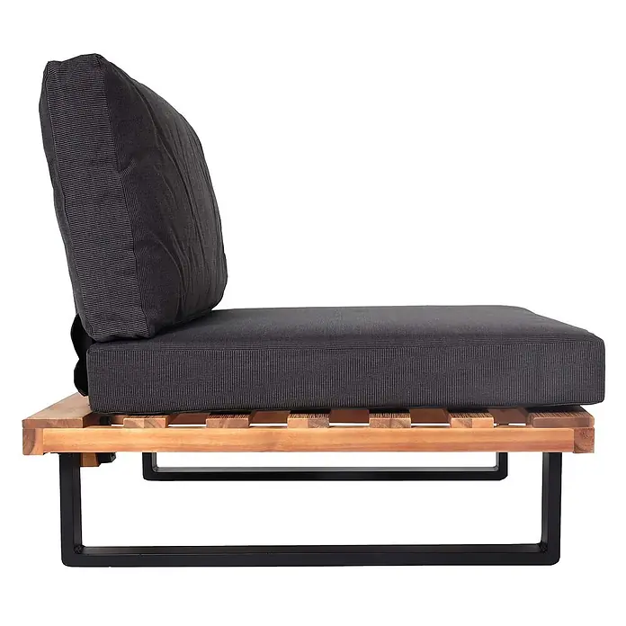 Proregal Garten-Loungesessel 2er Set Polster Dunkelgrau - 2 Stk., Akazienholz, Dunkelgrau, B x T x H: 82 x 82 x 75 cm