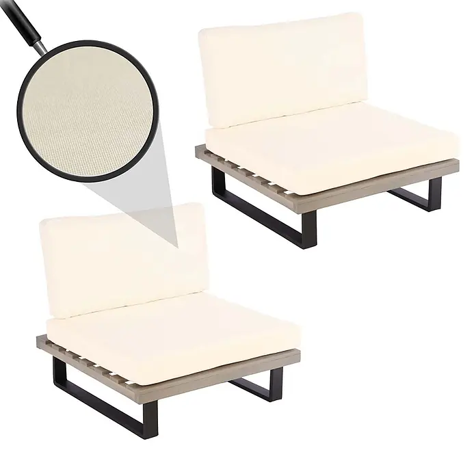 Proregal Garten-Loungesessel 2er Set Polster Cremeweiß - 2 Stk., Akazienholz, Cremeweiß, B x T x H: 82 x 82 x 75 cm
