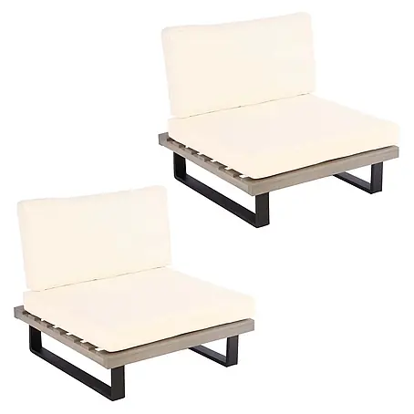 Proregal  Garten-Loungesessel 2er Set Polster Cremeweiß