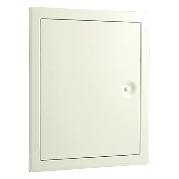 Marley Fliesentür - 20 x 25 cm - Eine cremefarbene, quadratische Revisionsklappe mit Drehverschluss, ideal für den Zugang zu Installationen hinter Wänden.