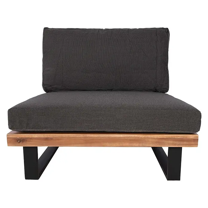 Proregal Garten-Loungesessel 2er Set Polster Dunkelgrau - 2 Stk., Akazienholz, Dunkelgrau, B x T x H: 82 x 82 x 75 cm