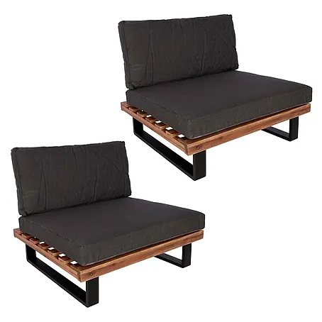 Proregal  Garten-Loungesessel 2er Set Polster Dunkelgrau