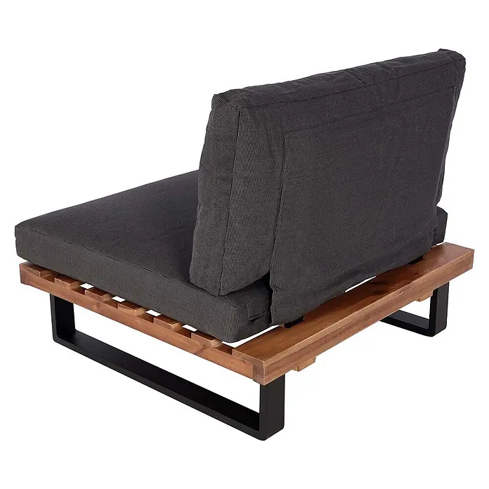 Proregal Garten-Loungesessel 2er Set Polster Dunkelgrau - 2 Stk., Akazienholz, Dunkelgrau, B x T x H: 82 x 82 x 75 cm