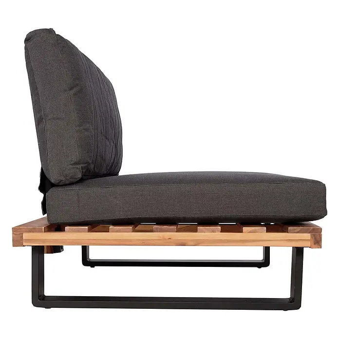 Proregal Garten-Loungesessel 2er Set Polster Dunkelgrau - 2 Stk., Akazienholz, Dunkelgrau, B x T x H: 82 x 82 x 75 cm