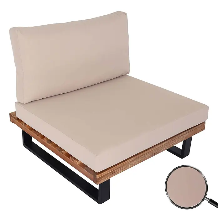 Proregal Garten-Loungesessel Polster Beige - 1 Stk., Akazienholz, Beige, B x T x H: 82 x 82 x 75 cm