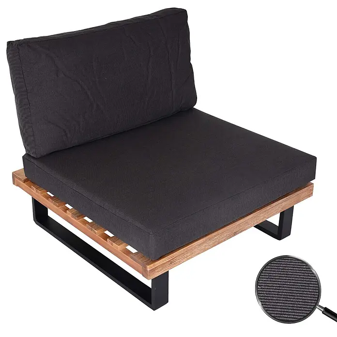 Proregal Garten-Loungesessel Polster Dunkelgrau - 1 Stk., Akazienholz, Dunkelgrau, B x T x H: 82 x 82 x 75 cm