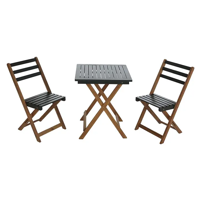 Proregal Balkonmöbel-Set mit 2 Stühlen klappbar - 3 -tlg., Akazienholz, Klappbar, Grün