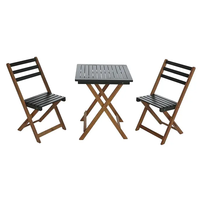 Proregal Balkonmöbel-Set mit 2 Stühlen klappbar - 3 -tlg., Akazienholz, Klappbar, Grün