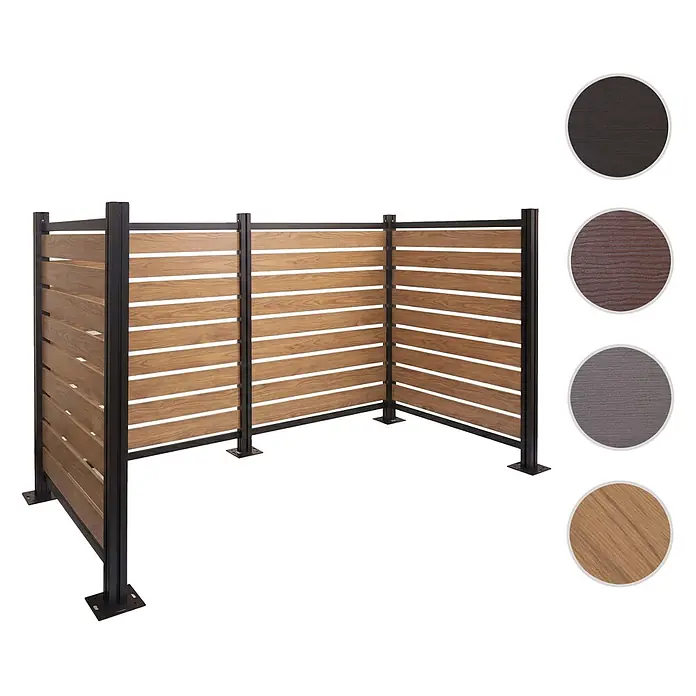 Proregal Mülltonnenverkleidung - Metall, Grau, Geeignet für Anzahl Mülltonnen: 3 Stk. - Modulabler Sichtschutz für den Außenbereich mit dunklem Metallrahmen und hellen Holzlamellen, L-förmig, vier Farbmuster.