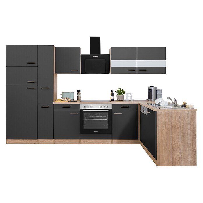 Respekta Winkelküche KBL310ESGSC (172 x 310 cm, Grau)