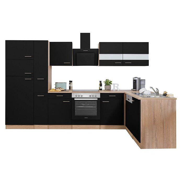 Respekta Winkelküche KBL310ESSSC (172 x 310 cm, Schwarz)