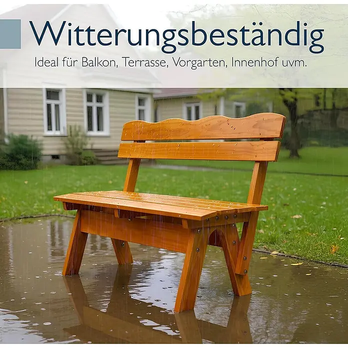 Beautissu Gartenbank - B x T x H: 150 x 42 x 60 cm, Holz, Braun - Witterungsbeständige Holzbank in Naturholz, im Regen stehend, für den Außenbereich geeignet.