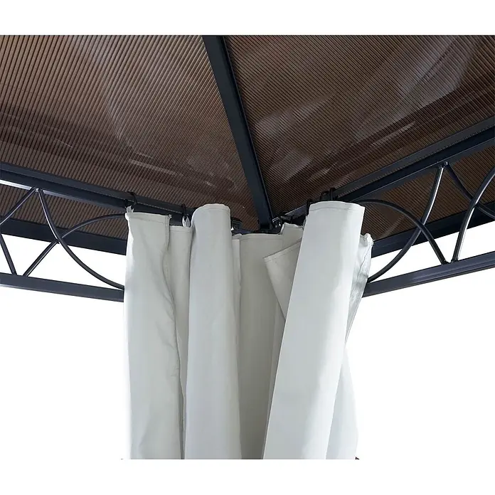 Berlinlodge Standard-Pavillon Kunststoff-Dach Seitenwand Alu - B x T: 300 x 300 cm, Farbe Gestell: Grau, Metall