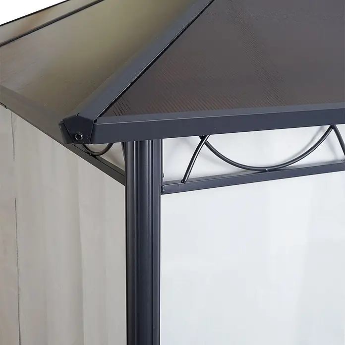 Berlinlodge Standard-Pavillon Kunststoff-Dach Seitenwand Alu - B x T: 300 x 300 cm, Farbe Gestell: Grau, Metall