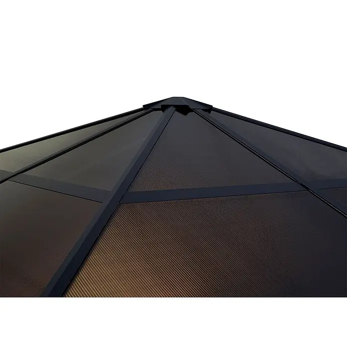 Berlinlodge Standard-Pavillon Kunststoff-Dach Seitenwand Alu - B x T: 300 x 300 cm, Farbe Gestell: Grau, Metall