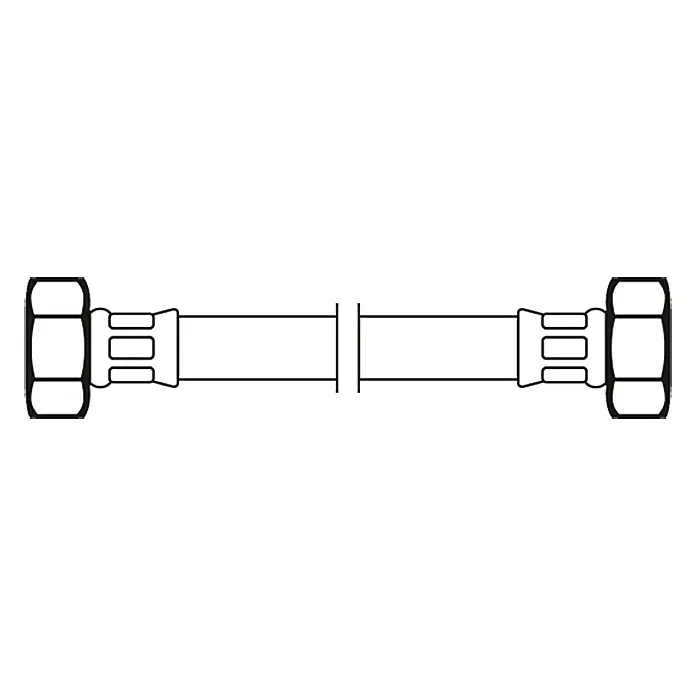 Flexo Anschlussschlauch - ½″/½″, Länge: 50 cm - Abbildung eines flexiblen Panzerschlauchs mit zwei Verschraubungen an den Enden, ideal für Wasser- und Sanitärinstallationen.