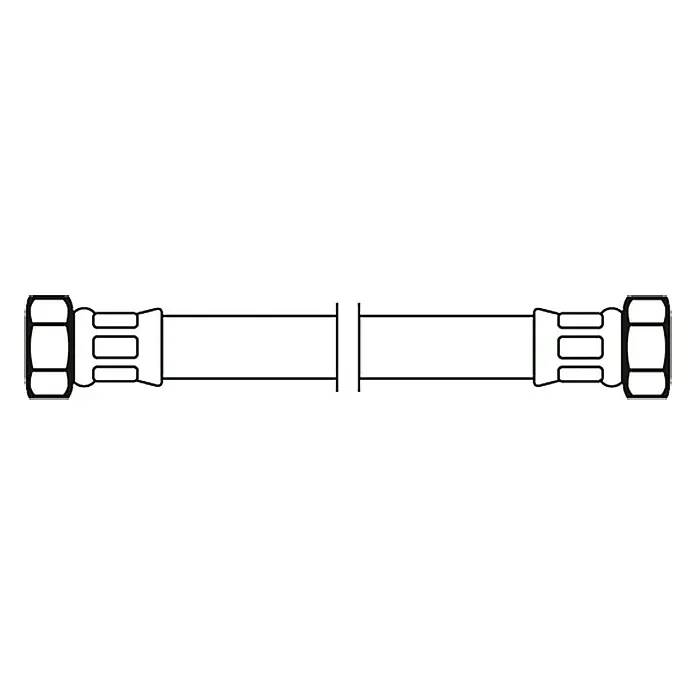Flexo Anschlussschlauch - ⅜″/⅜″, Länge: 50 cm - Abbildung einer flexiblen Zuleitung mit Gewindeanschlüssen, ideal für Sanitär- oder Heizungsanwendungen, in technischer Zeichnungsdarstellung.