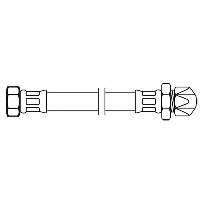 Flexo Verlängerungsschlauch⅜″, Länge: 50 cm, Quetschverschraubung 10 mm Front View