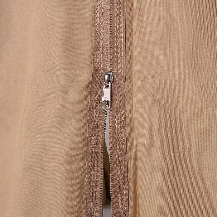 Berlinlodge Standard-Pavillon mit Seitenwand und Moskitonetz - B x T: 360 x 300 cm, Farbe Gestell: Grau, Stahl - Beiger Stoff mit teilweise geöffnetem Reißverschluss und silbernem Zipper.