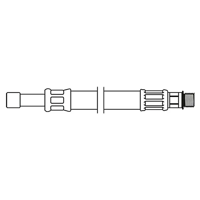 Flexo Anschlussschlauch - Rohrstutzen 8 mm, M 10, Länge: 50 cm - Abbildung eines Rohrstücks mit diversen Anschlüssen, geeignet für Sanitär- oder Heizungsinstallationen, in Schwarz-Weiß.