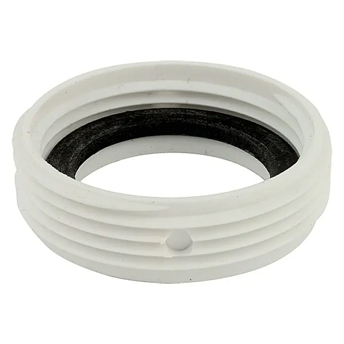 Admiral Distanzring - 1 ½″, Kunststoff, 1 ¼″, Weiß - Weißer Dichtungsring mit schwarzem Dichtungseinsatz für Sanitäranwendungen, ideal für sichere Verbindungen.