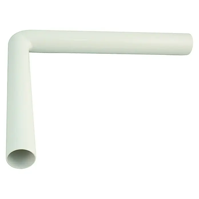 Admiral WC-Spülrohrbogen - Weiß, 34,6 x 22,5 cm - Abgebildeter, weißer PVC-Rohrbogen, der ein rechtwinkliges L-förmiges Stück für Sanitärinstallationen oder Heimwerkerprojekte formt.