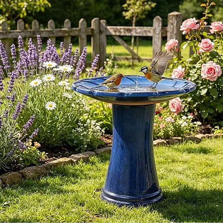 SONNENH  Vogeltränke mit Hochglanzglasur
