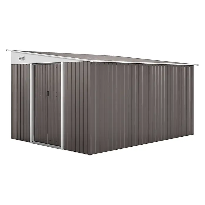 SONNENH Gerätehaus - Außenbreite inkl. Dachüberstand: 280 cm, Außentiefe inkl. Dachüberstand: 345 cm, Stahl, Grau