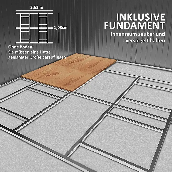 SONNENH Gerätehaus - Außenbreite inkl. Dachüberstand: 340 cm, Außentiefe inkl. Dachüberstand: 386 cm, Stahl, Grün