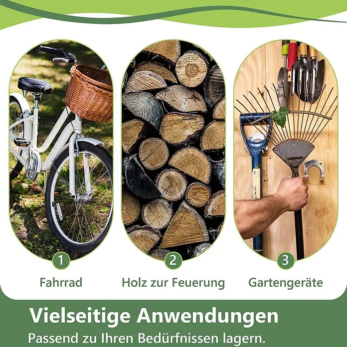 SONNENH Gerätehaus - Außenbreite inkl. Dachüberstand: 190 cm, Außentiefe inkl. Dachüberstand: 170 cm, Metall, Grau