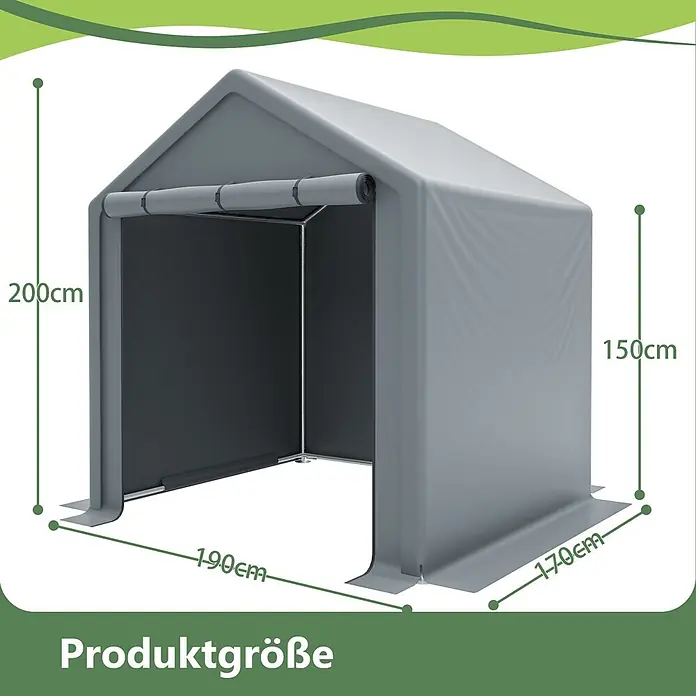 SONNENH Gerätehaus - Außenbreite inkl. Dachüberstand: 190 cm, Außentiefe inkl. Dachüberstand: 170 cm, Metall, Grau