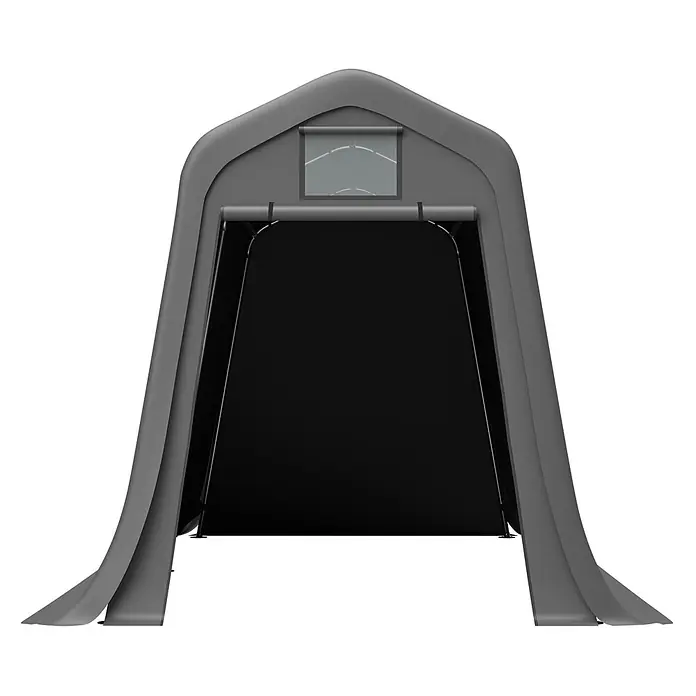SONNENH Gerätehaus - Außenbreite inkl. Dachüberstand: 213 cm, Außentiefe inkl. Dachüberstand: 366 cm, Metall, Grau