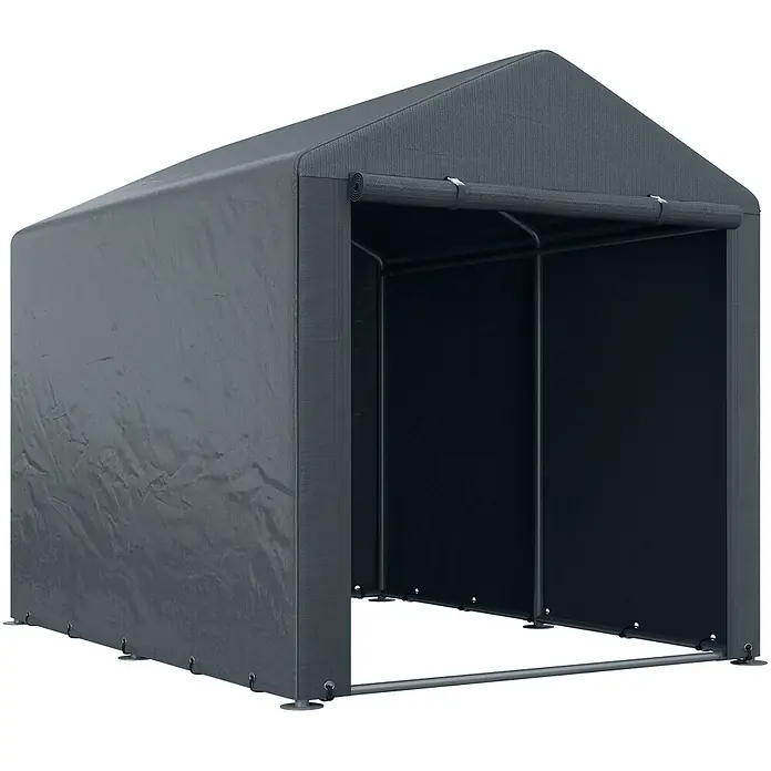 SONNENH Gerätehaus - Außenbreite inkl. Dachüberstand: 160 cm, Außentiefe inkl. Dachüberstand: 218 cm, Stahl, Grau