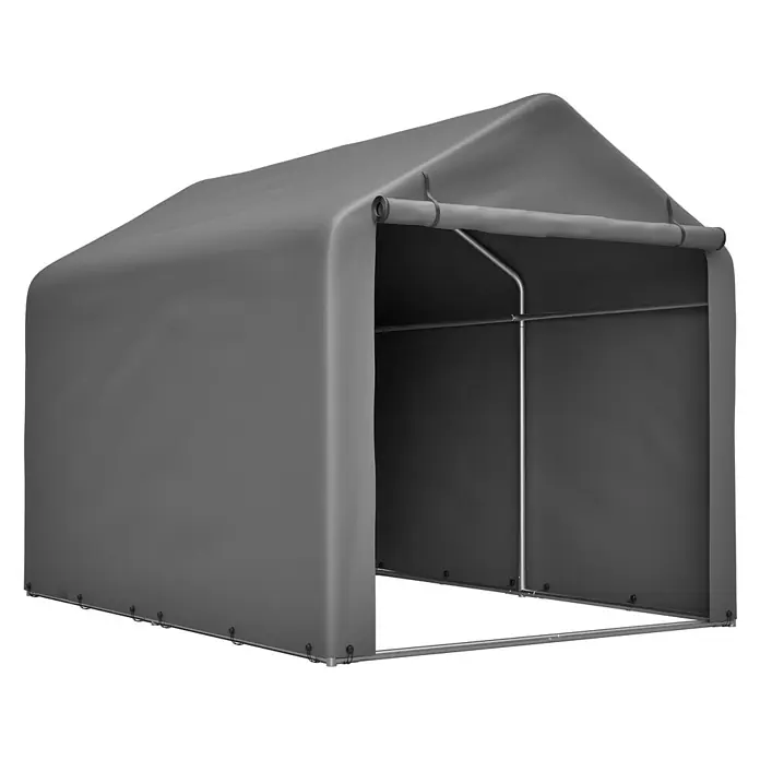 SONNENH Gerätehaus - Außenbreite inkl. Dachüberstand: 160 cm, Außentiefe inkl. Dachüberstand: 220 cm, Metall, Grau