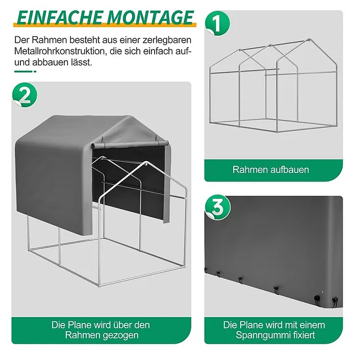 SONNENH Gerätehaus - Außenbreite inkl. Dachüberstand: 160 cm, Außentiefe inkl. Dachüberstand: 220 cm, Metall, Grau
