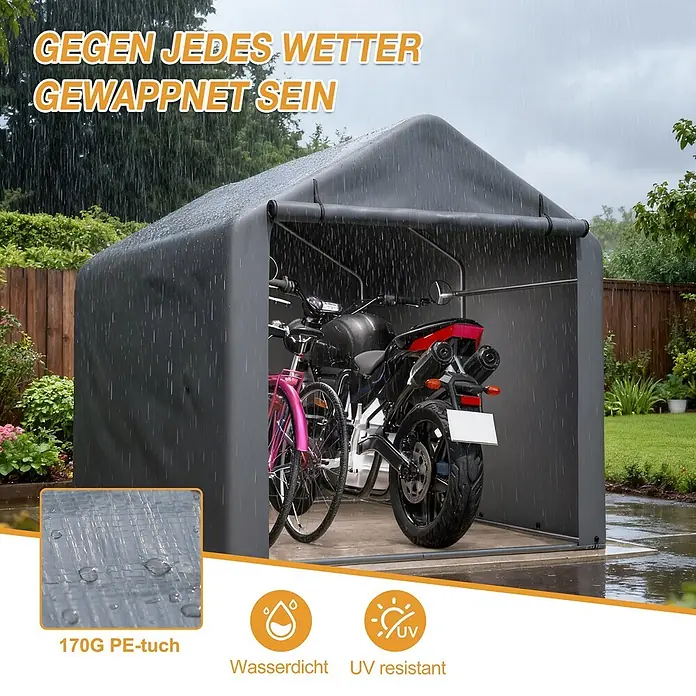 SONNENH Gerätehaus - Außenbreite inkl. Dachüberstand: 160 cm, Außentiefe inkl. Dachüberstand: 220 cm, Stahl, Grau